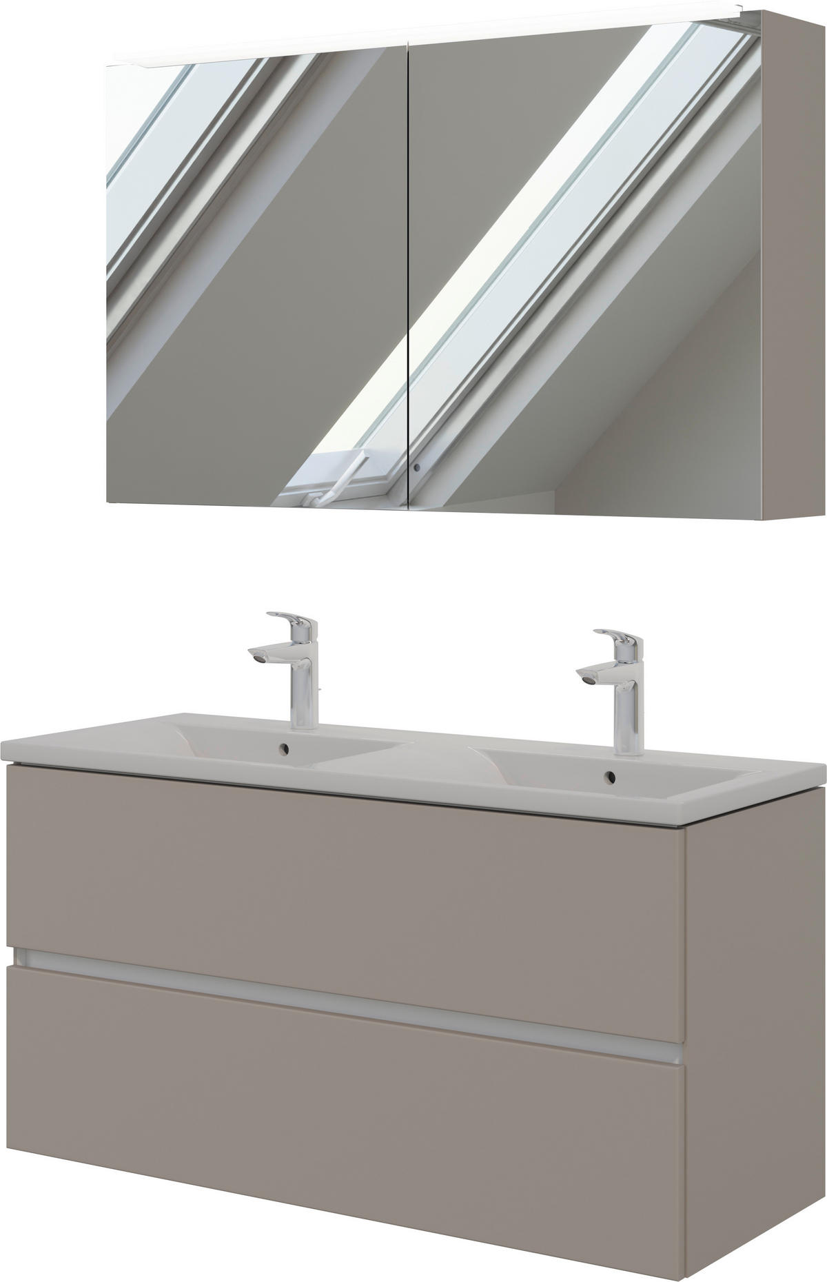 BADEZIMMER 3-teilig  in 121 cm  - Beigebraun/Weiß, MODERN, Glas/Keramik (121cm) - Celina Home