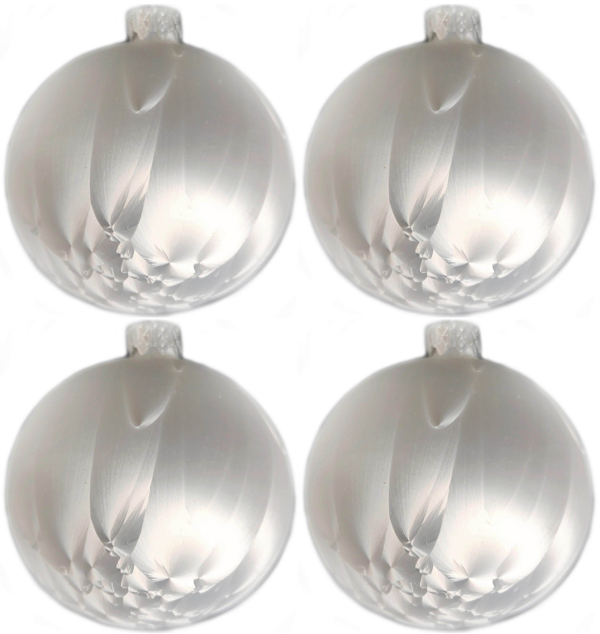 CHRISTBAUMKUGEL-SET 8 cm 4-teilig  - Weiß, LIFESTYLE, Glas/Metall (8cm) - X-Mas