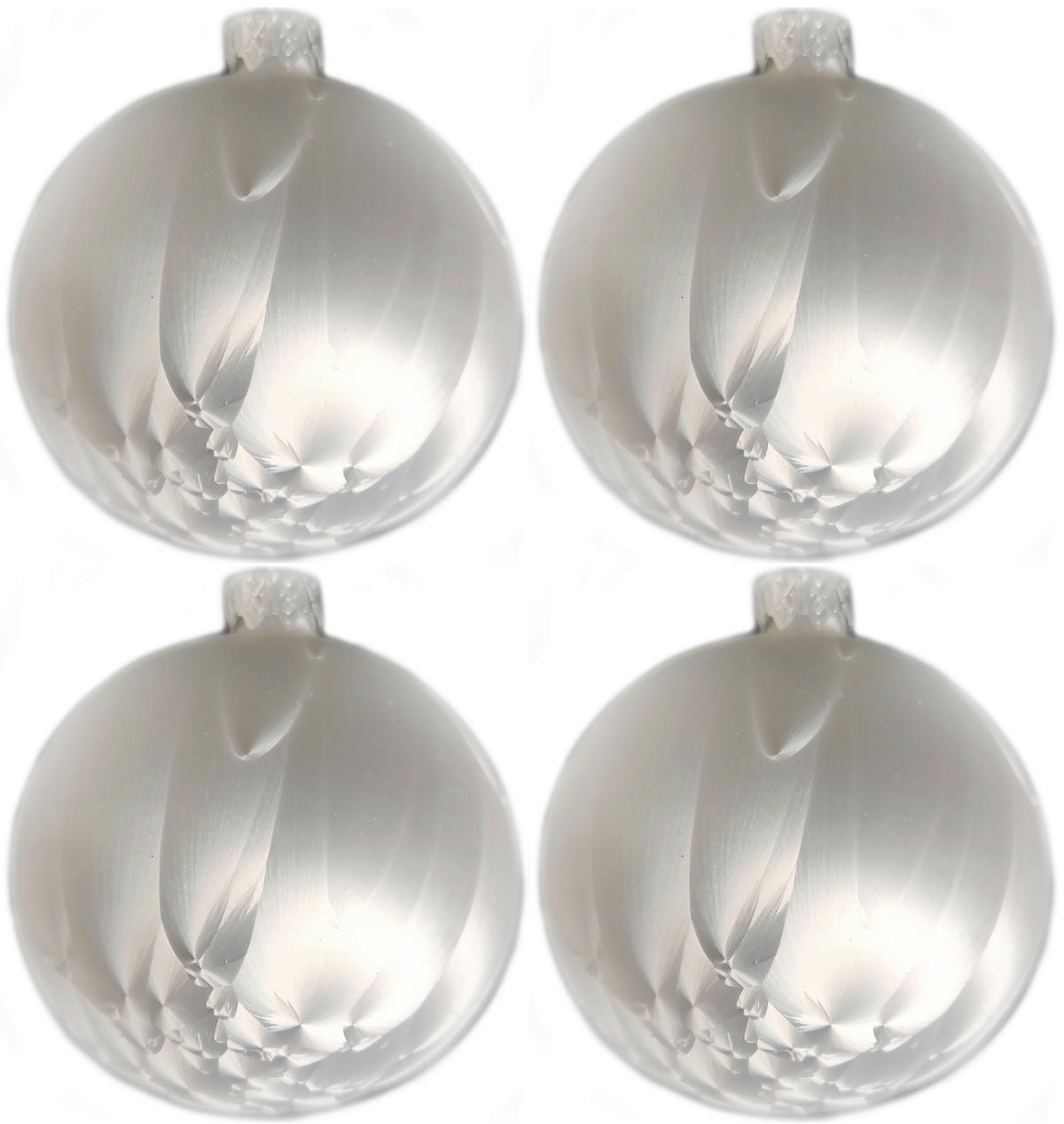 CHRISTBAUMKUGEL-SET 8 cm 4-teilig  - Weiß, LIFESTYLE, Glas/Metall (8cm) - X-Mas