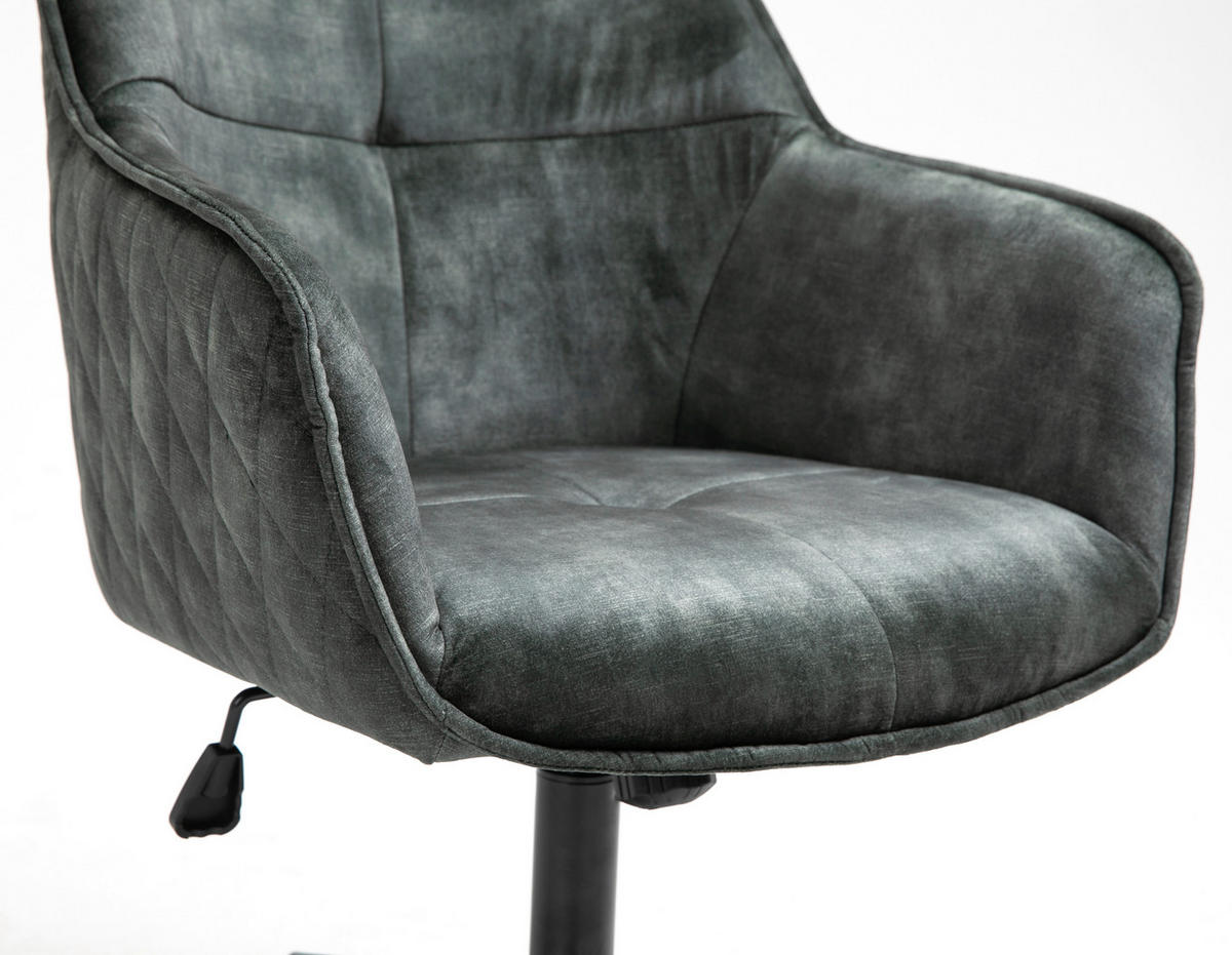 DREHSTUHL  in Samt Grün  - Schwarz/Grün, MODERN, Kunststoff/Textil (57/91/58cm) - MID.YOU