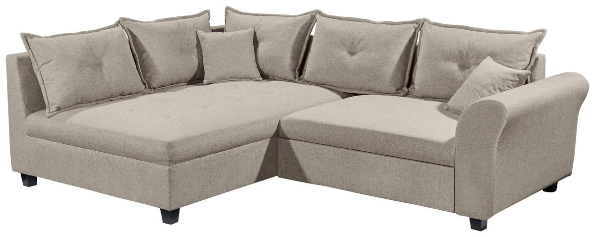 ECKSOFA in Webstoff Sandfarben  - Sandfarben/Schwarz, Modern, Kunststoff/Textil (175/252cm) - Livetastic