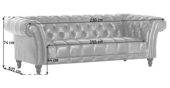 CHESTERFIELD-SOFA Currygelb Echtleder  - Currygelb/Dunkelbraun, LIFESTYLE, Leder/Holz (230/74/101cm) - Landscape