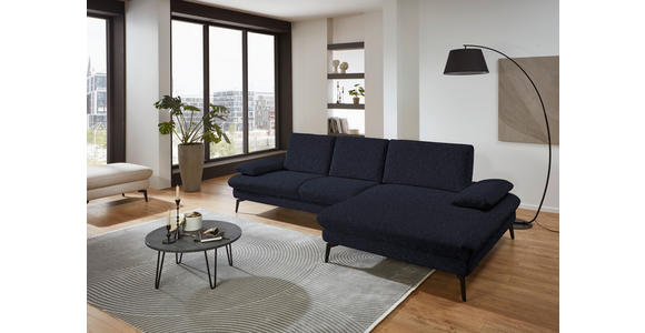 ECKSOFA in Chenille, Mikrofaser Anthrazit 299/157 cm - Anthrazit/Schwarz, Design, Textil/Metall (299/157cm) - Dieter Knoll