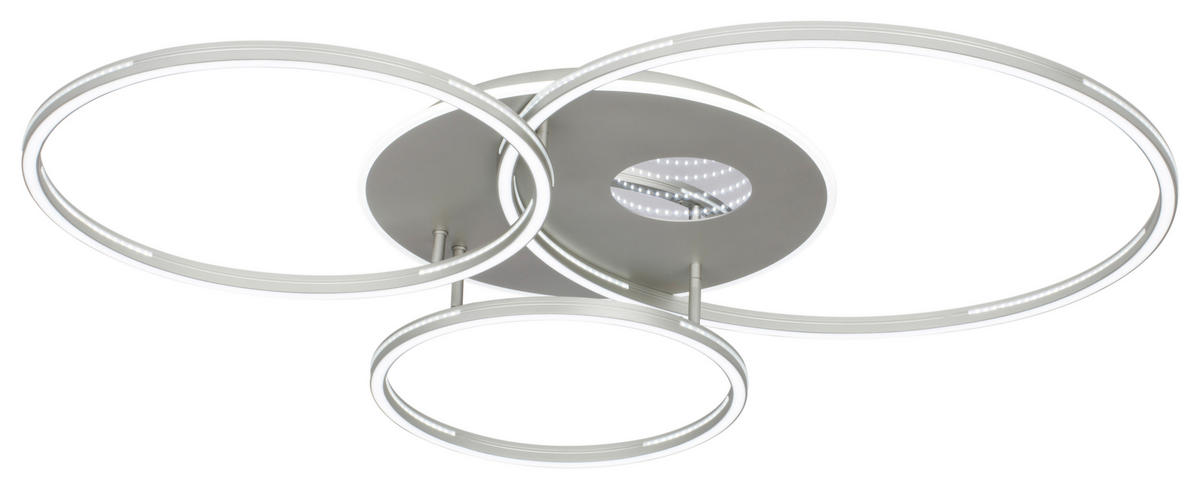 LED-DECKENLEUCHTE Oria 111/86/13 cm  - Nickelfarben, Design, Kunststoff/Metall (111/86/13cm) - Novel