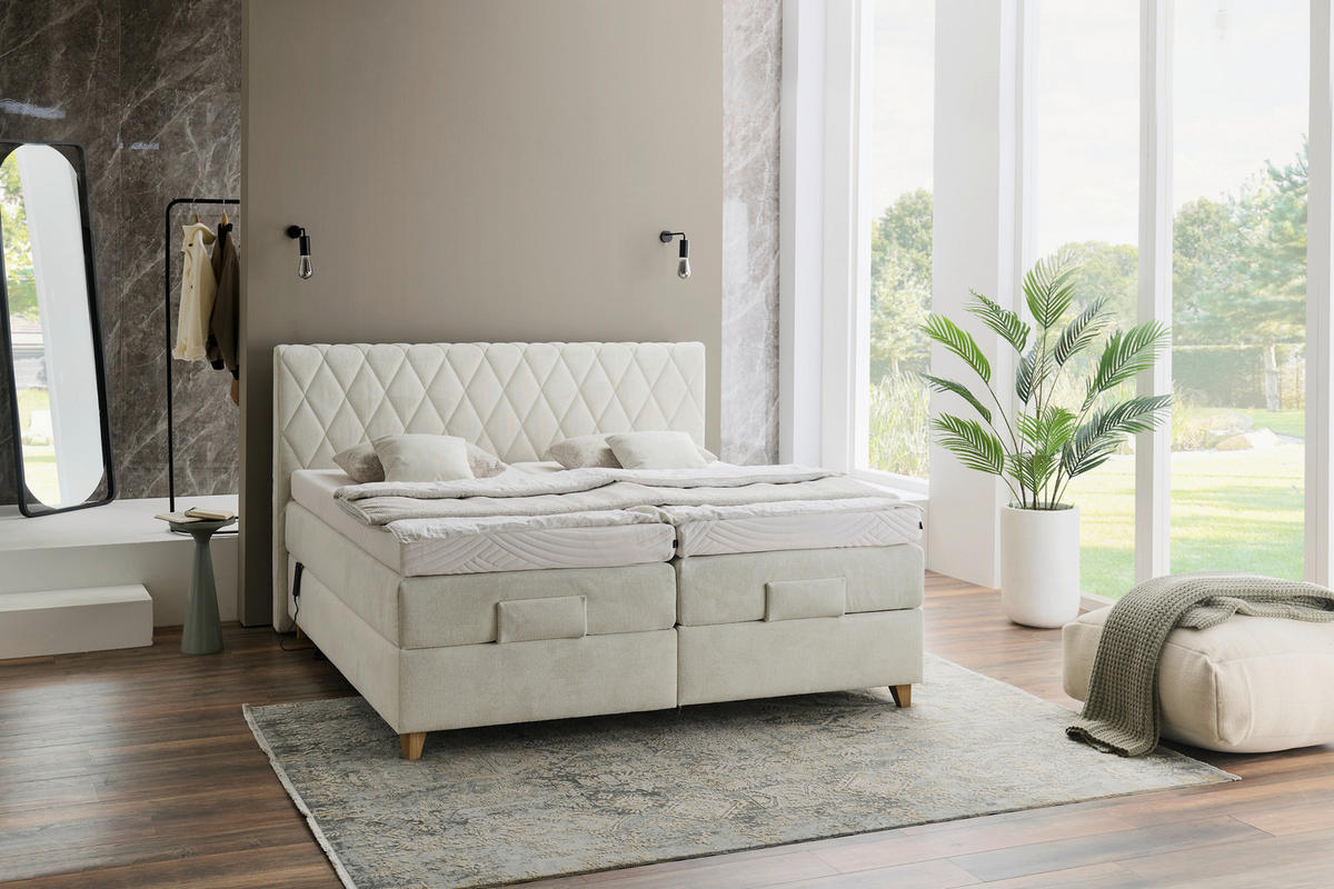 BOXSPRINGBETT 200/200 cm  Naturfarben  - Naturfarben, Modern, Holz/Textil (200/200cm) - Hukla