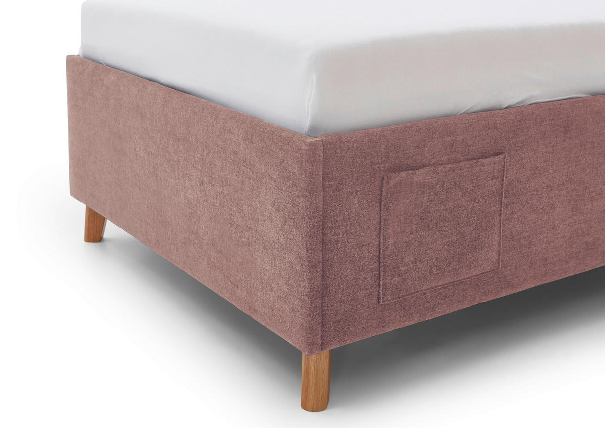 POLSTERBETT 90/200 cm  in Rosa  - Eichefarben/Birkefarben, Konventionell, Holz/Textil (90/200cm) - home24
