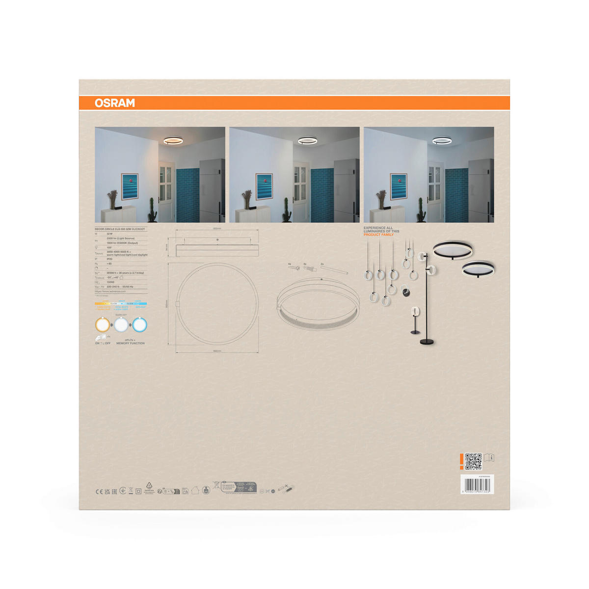 LED-DECKENLEUCHTE 50/9,4 cm   - Schwarz, Design, Kunststoff (50/9,4cm) - Osram