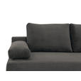 SCHLAFSOFA Cord Graphitfarben Rückenkissen, Armlehnenkissen, Bettkasten, Schlaffunktion, Rücken echt, Liegefläche im Originalstoff  - Schwarz/Graphitfarben, KONVENTIONELL, Holz/Textil (196/96/103cm) - Carryhome