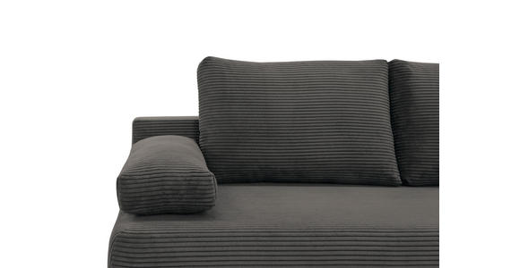 SCHLAFSOFA Cord Graphitfarben Rückenkissen, Armlehnenkissen, Bettkasten, Schlaffunktion, Rücken echt, Liegefläche im Originalstoff  - Schwarz/Graphitfarben, KONVENTIONELL, Holz/Textil (196/96/103cm) - Carryhome