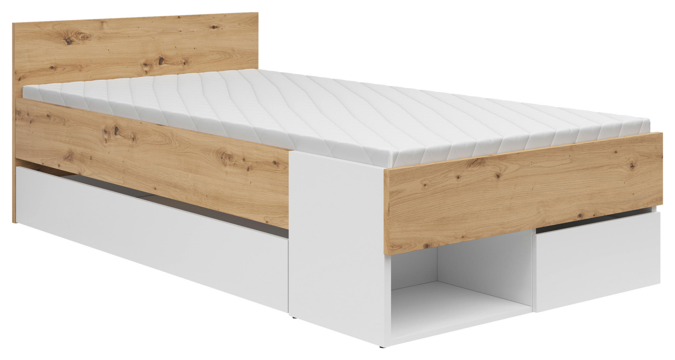 POSTEL 100/200 cm,  - bílá/dub artisan, Konvenční, kompozitní dřevo (100/200cm) - Xora