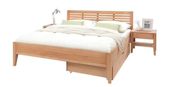 BETT 180/200 cm  in Buchefarben  - Buchefarben/Naturfarben, KONVENTIONELL, Holz (180/200cm) - Linea Natura