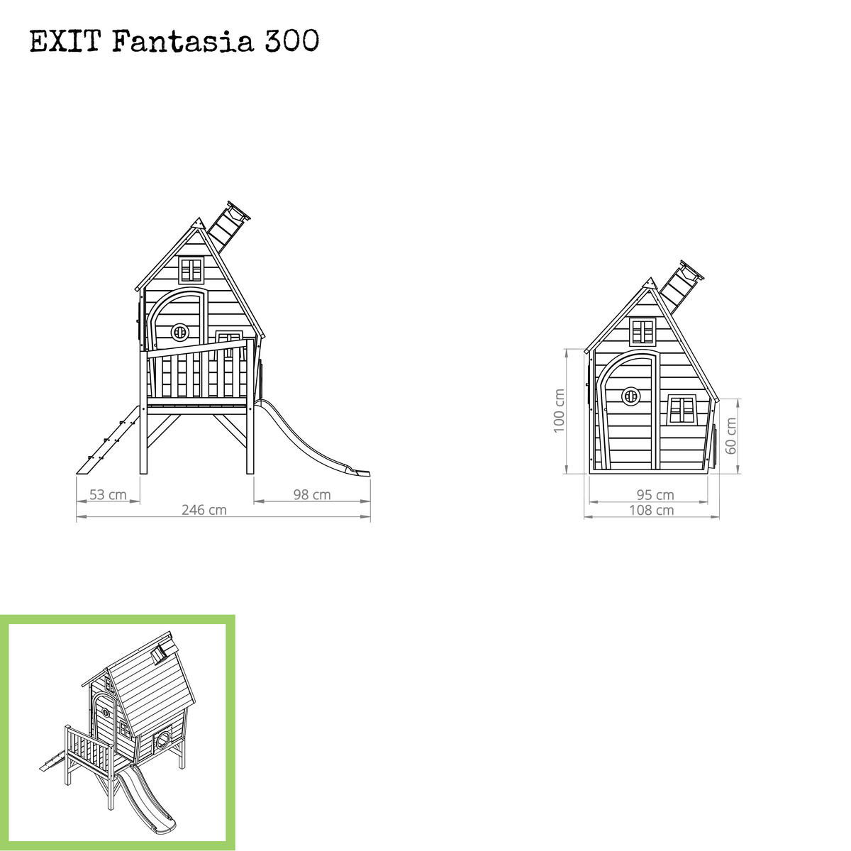 SPIELHAUS  - Rot/Grün, KONVENTIONELL, Holz (246/166/227cm) - EXIT Toys