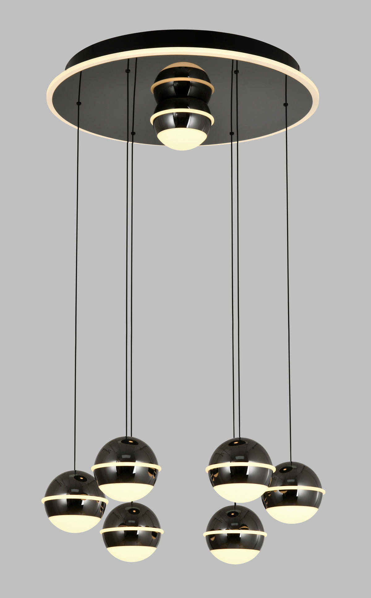 LED-HÄNGELEUCHTE Biarritz 46/150/46 cm  - Schwarzchrom, Design, Kunststoff/Metall (46/150/46cm)