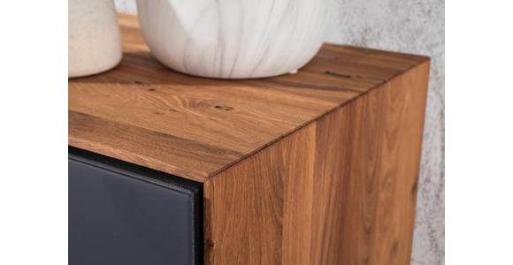 SCHUHSCHRANK  in 72/112/37 cm  - Eichefarben/Anthrazit, MODERN, Glas/Holz (72/112/37cm) - Linea Natura