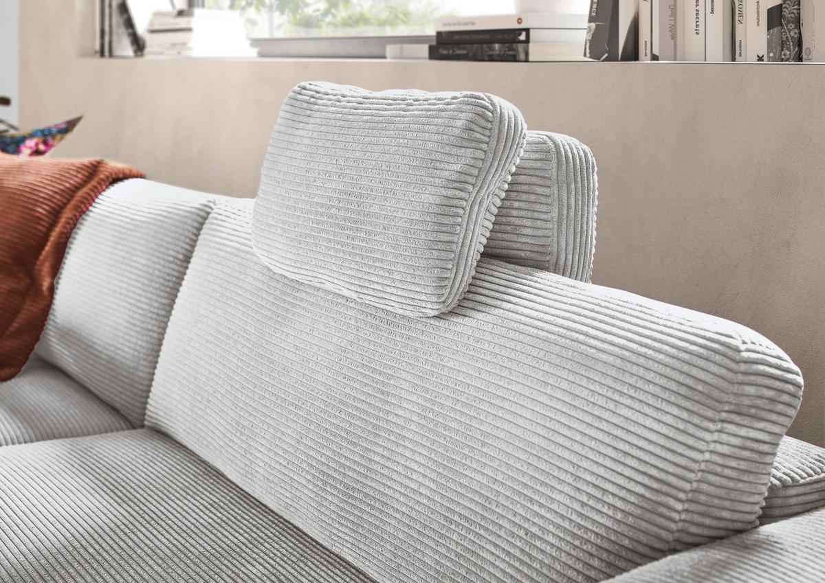 ECKSOFA inkl. Relaxfunktion Grau Cord  - Schwarz/Grau, Design, Kunststoff/Textil (168/296cm) - Pure Home Lifestyle