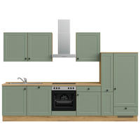 KÜCHENLEERBLOCK 330 cm   in Grün, Eichefarben  - Eichefarben/Schwarz, MODERN, Holzwerkstoff/Metall (330cm) - Nobilia
