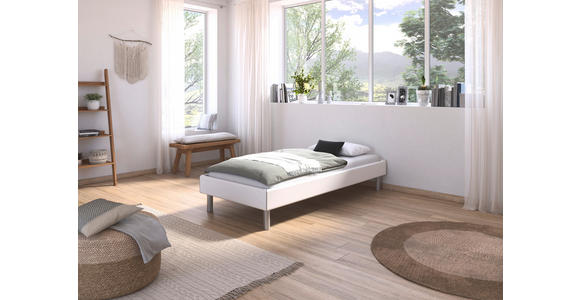 BETT 90/200 cm in Weiß - Alufarben/Weiß, Design, Metall (90/200cm) - Carryhome