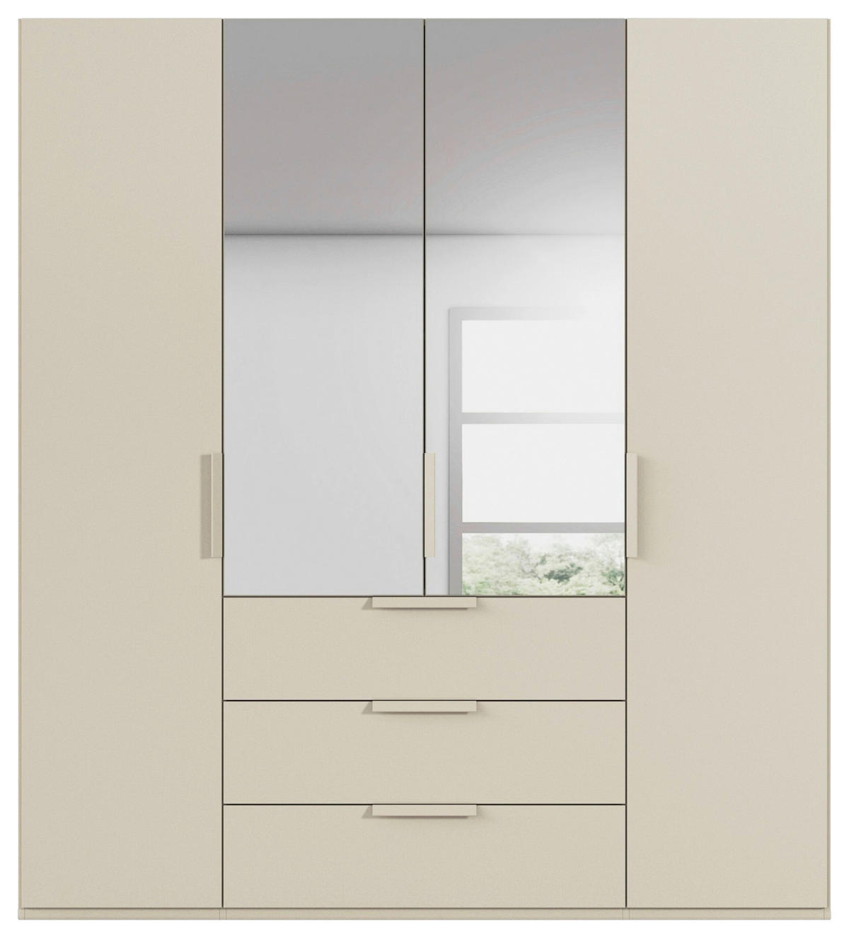 DREHTÜRENSCHRANK 201/235/61 cm,  in Champagner, 4-türig  - Champagner, Basics, Glas/Holzwerkstoff (201/235/61cm) - Novel