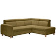 ECKSOFA in Samt Olivgrün  - Olivgrün, Design, Holz/Textil (261/206cm) - Venda