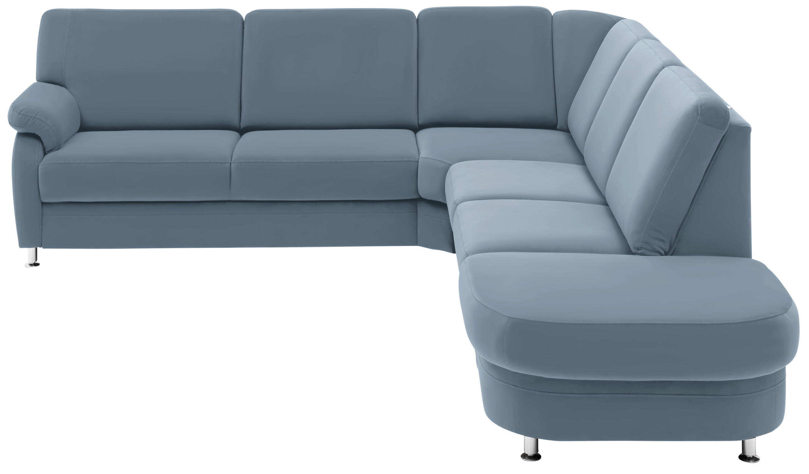 ECKSOFA in Flachgewebe Blau  - Blau/Alufarben, Konventionell, Textil/Metall (269/287cm) - Beldomo System