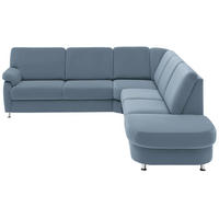 ECKSOFA in Flachgewebe Blau  - Blau/Alufarben, Konventionell, Textil/Metall (269/287cm) - Beldomo System