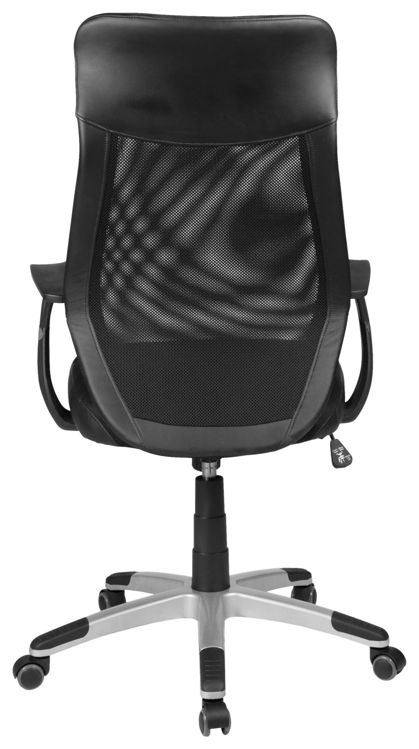 DREHSTUHL Lederlook Schwarz  - Silberfarben/Schwarz, MODERN, Textil (65/113-123/65cm) - Boxxx