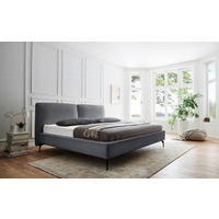 POLSTERBETT 200/200 cm  in Grau  - Schwarz/Grau, MODERN, Textil/Metall (200/200cm) - Livetastic