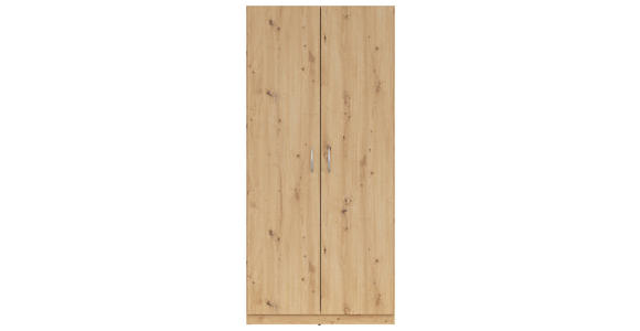 KLEIDERSCHRANK  in Eiche Artisan  - Silberfarben/Eiche Artisan, KONVENTIONELL, Holzwerkstoff/Kunststoff (91/197/54cm) - Carryhome