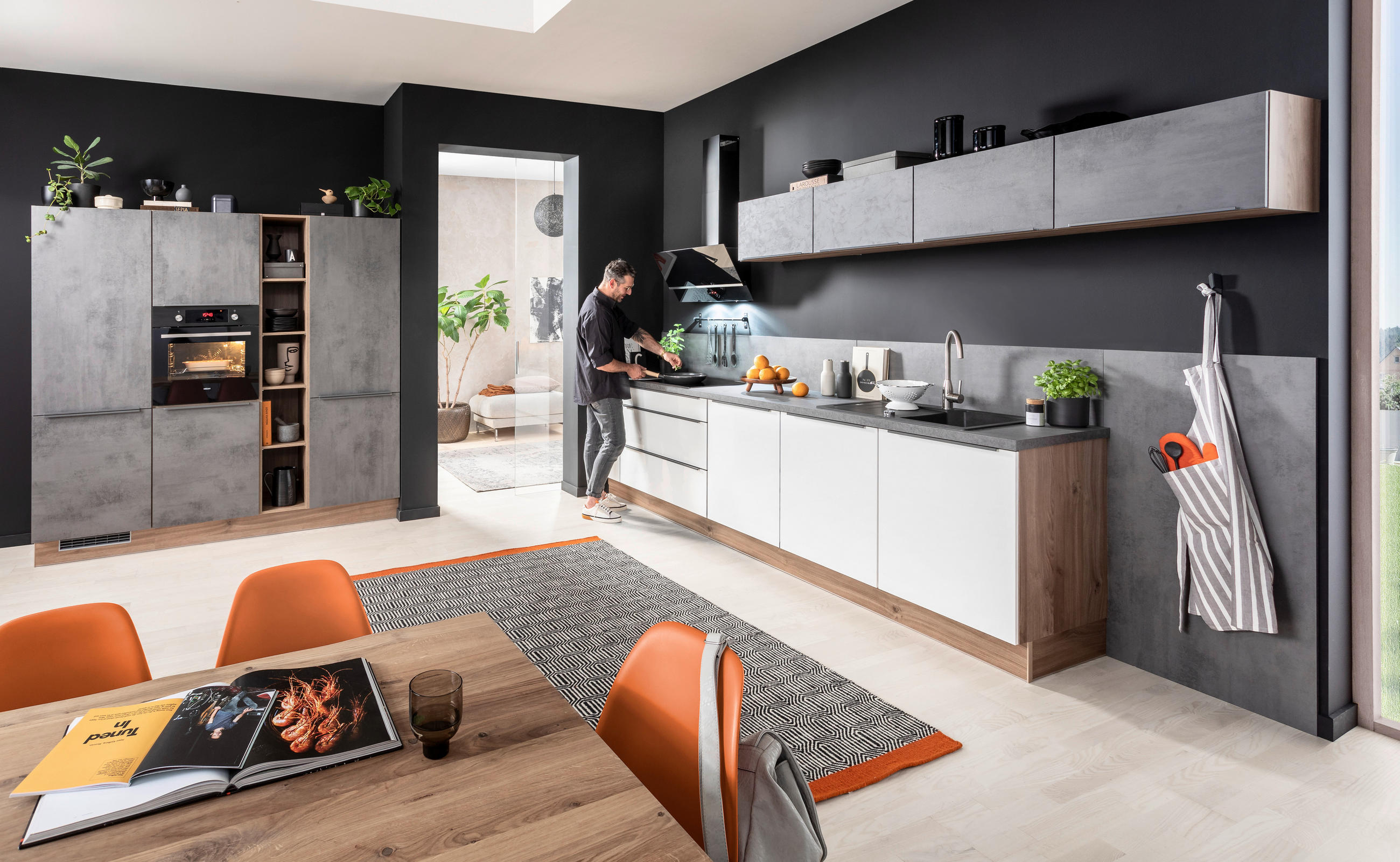 Bucătărie La Comandă   - ardeziu/alb, Basics, material pe bază de lemn - Venda