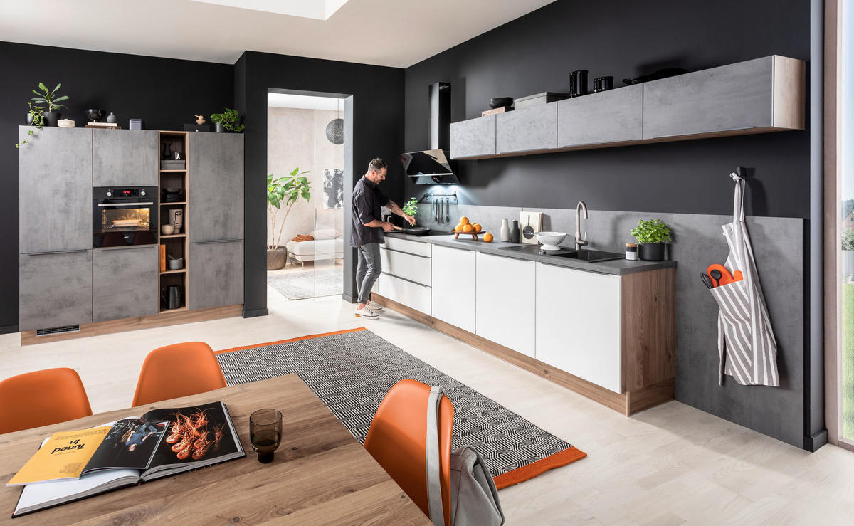 Bucătărie La Comandă   - ardeziu/alb, Basics, material pe bază de lemn - Venda