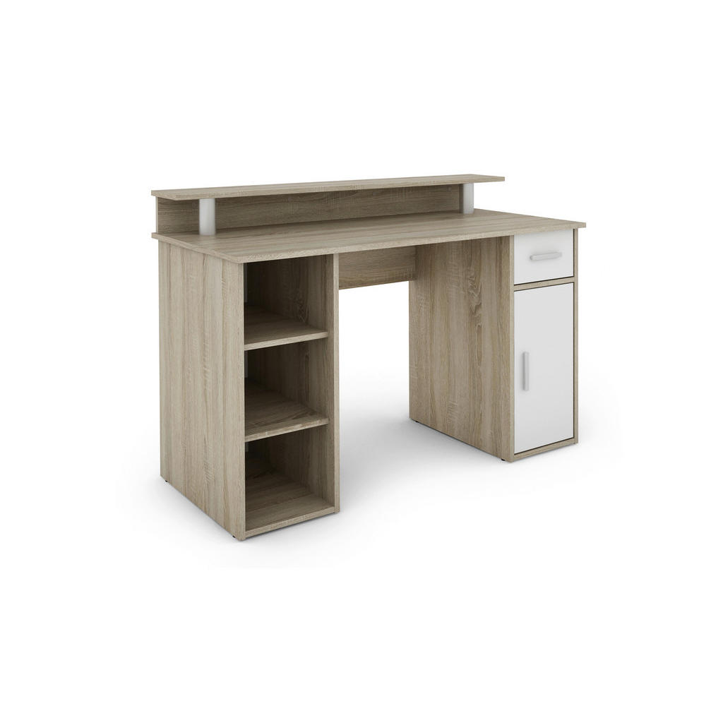 Thumbnail - Mid.you Schreibtisch, Weiß, Sonoma Eiche, Kunststoff, 1 Schubladen, rechteckig, 55x88x120 cm, Stauraum, Arbeitszimmer, S...