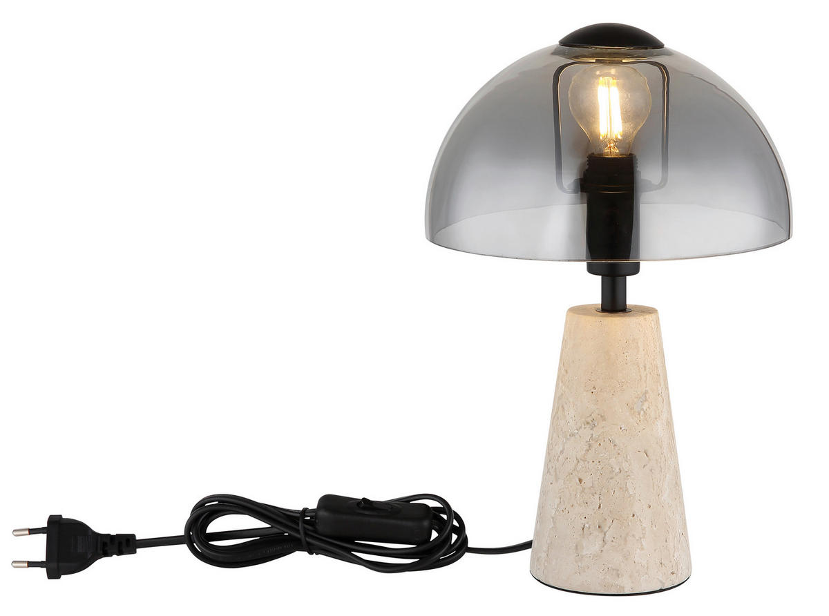 STOLNÍ LAMPA, E14, 20/31 cm  - šedá/černá, Design, kov/sklo (20/31cm) - Globo