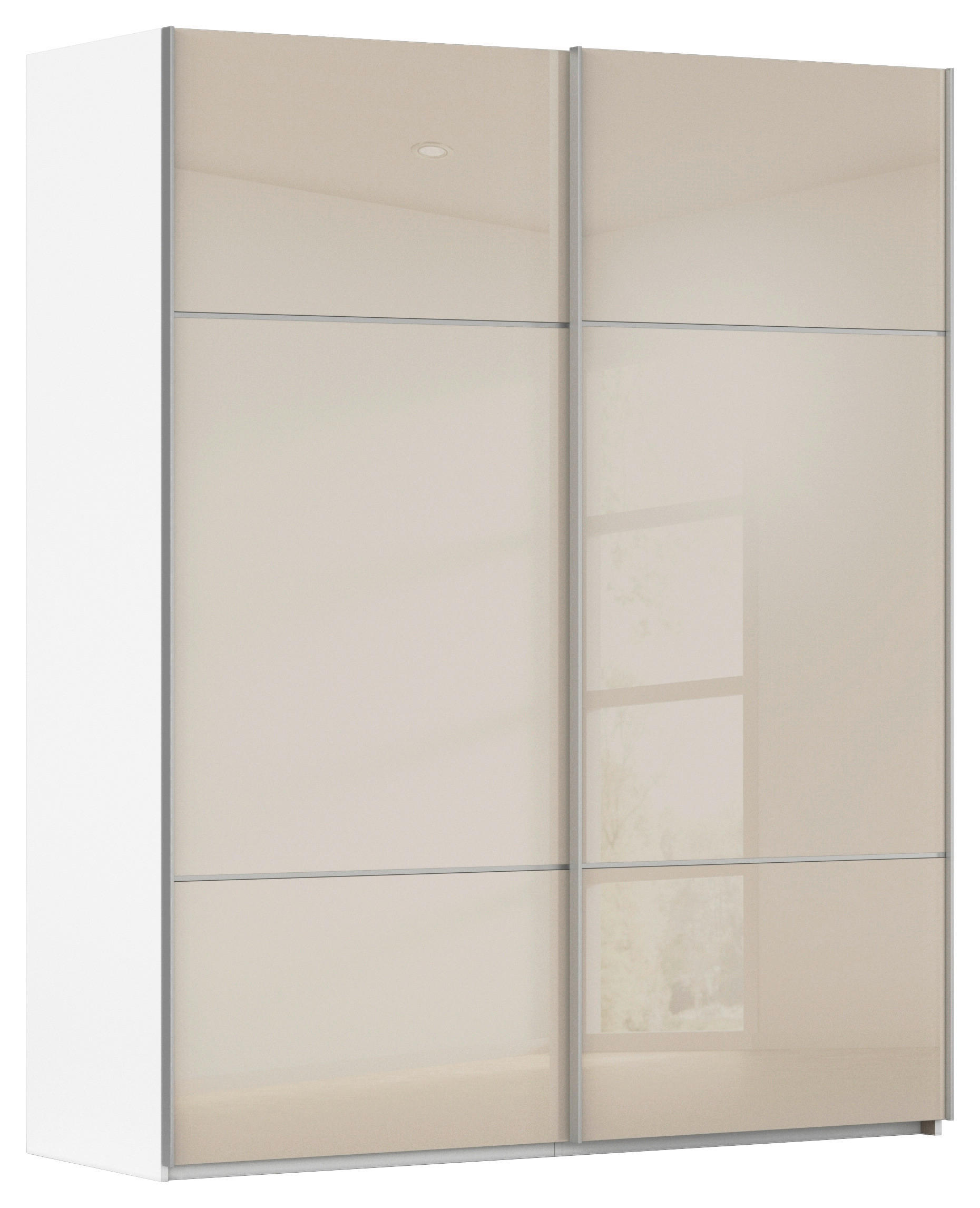 SCHWEBETÜRENSCHRANK 201/223/67 cm 2-türig Weiß  - Alufarben/Weiß, KONVENTIONELL, Glas/Holzwerkstoff (201/223/67cm) - Novel