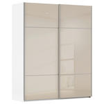 SCHWEBETÜRENSCHRANK  in Weiß, Champagner  - Champagner/Alufarben, KONVENTIONELL, Glas/Holzwerkstoff (181/223/67cm) - Novel