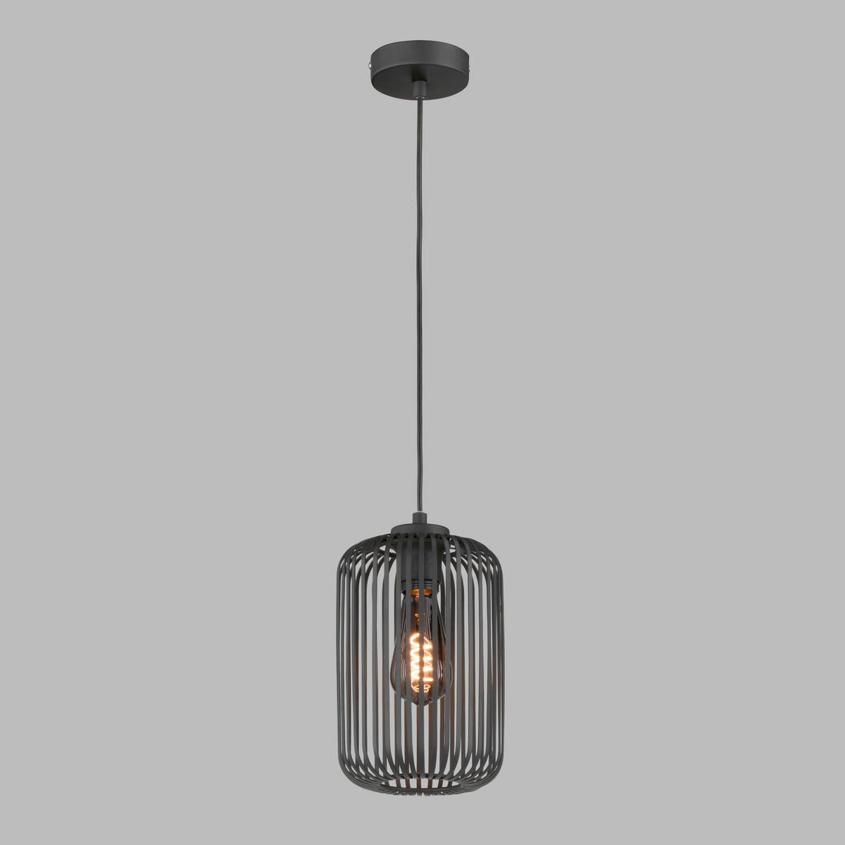 VISEČA NIHALNA SVETILKA  Cage      16/150 cm     40,0 W E27 - črna/peščene barve, Design, kovina/tekstil (16/150cm) - Schöner Wohnen