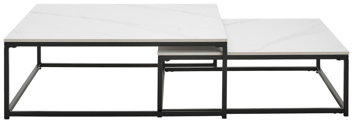 SADA KONFERENČNÍCH STOLKŮ, bílá, černá, kov, keramika, 75/65/27/22/75/65 cm - bílá/černá, Design, kov/keramika (75/65/27/22/75/65cm) - Livetastic