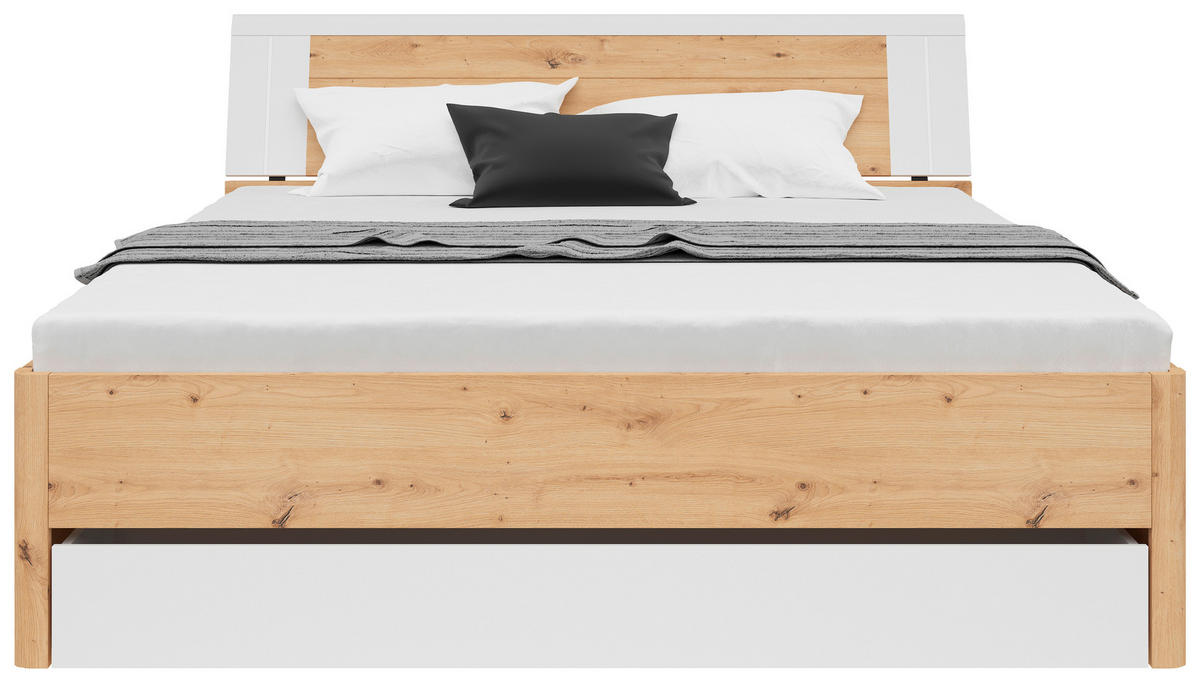 STAURAUMBETT 180/200 cm  in Weiß, Eiche Artisan  - Graphitfarben/Weiß, KONVENTIONELL, Holzwerkstoff (180/200cm)