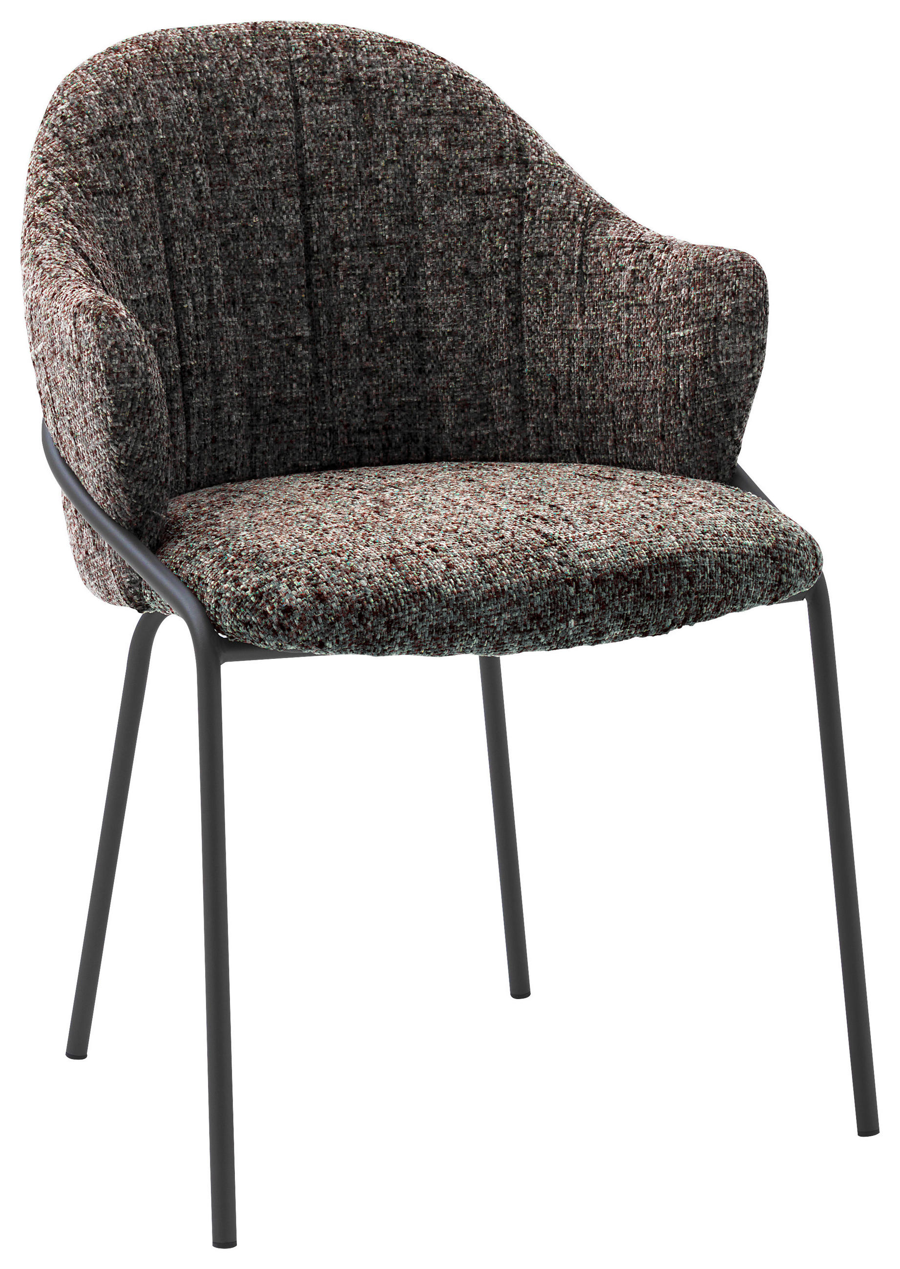 ARMLEHNSTUHL  in beflockt  - Anthrazit/Schwarz, Design, Textil/Metall (55/84/55cm) - Emilio Belluti