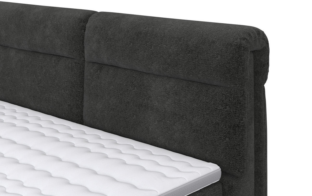 BOXSPRING-ÁGY 180/200 cm  antracit  - króm/antracit, Basics, faalapú anyag/textil (180/200cm) - Carryhome