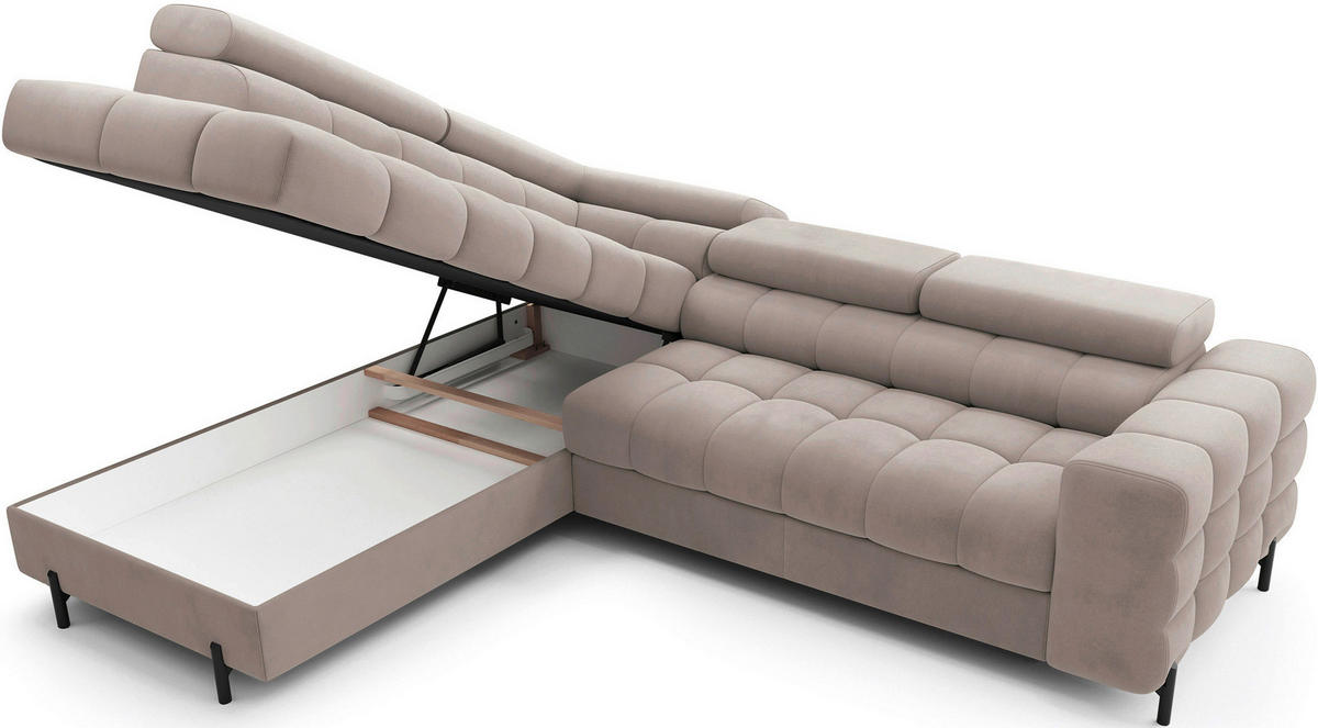 ECKSOFA Plüsch Beige  - Beige/Schwarz, Design, Textil/Metall (200/276cm) - P & B