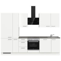 KÜCHENBLOCK 300 cm   in Weiß, Schieferfarben  - Schieferfarben/Edelstahlfarben, MODERN, Holzwerkstoff/Metall (300cm) - Nobilia