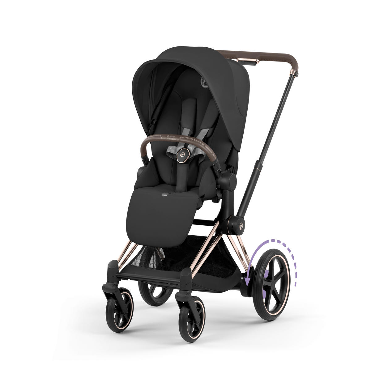 KOMBIKINDERWAGEN  ePRIAM Comfort Rosegold  Sepia Black  - Roségold/Schwarz, Basics, Kunststoff/Textil (84-93,5/60/100-109cm) - cybex PLATINUM