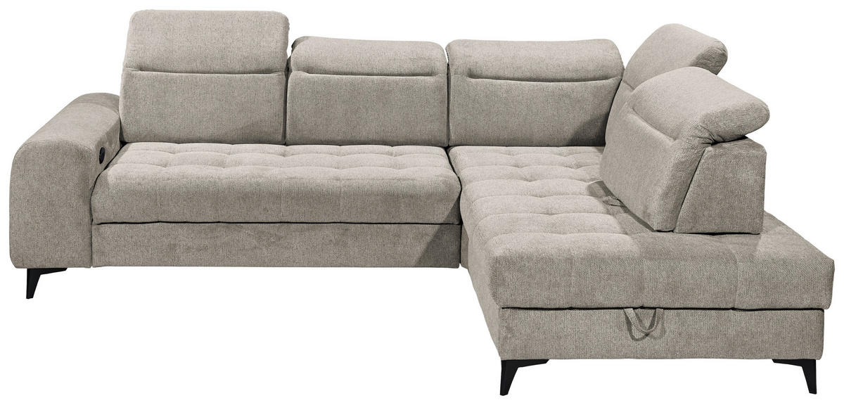 ECKSOFA in Webstoff Grau  - Schwarz/Grau, Konventionell, Kunststoff/Textil (282/200cm) - MID.YOU