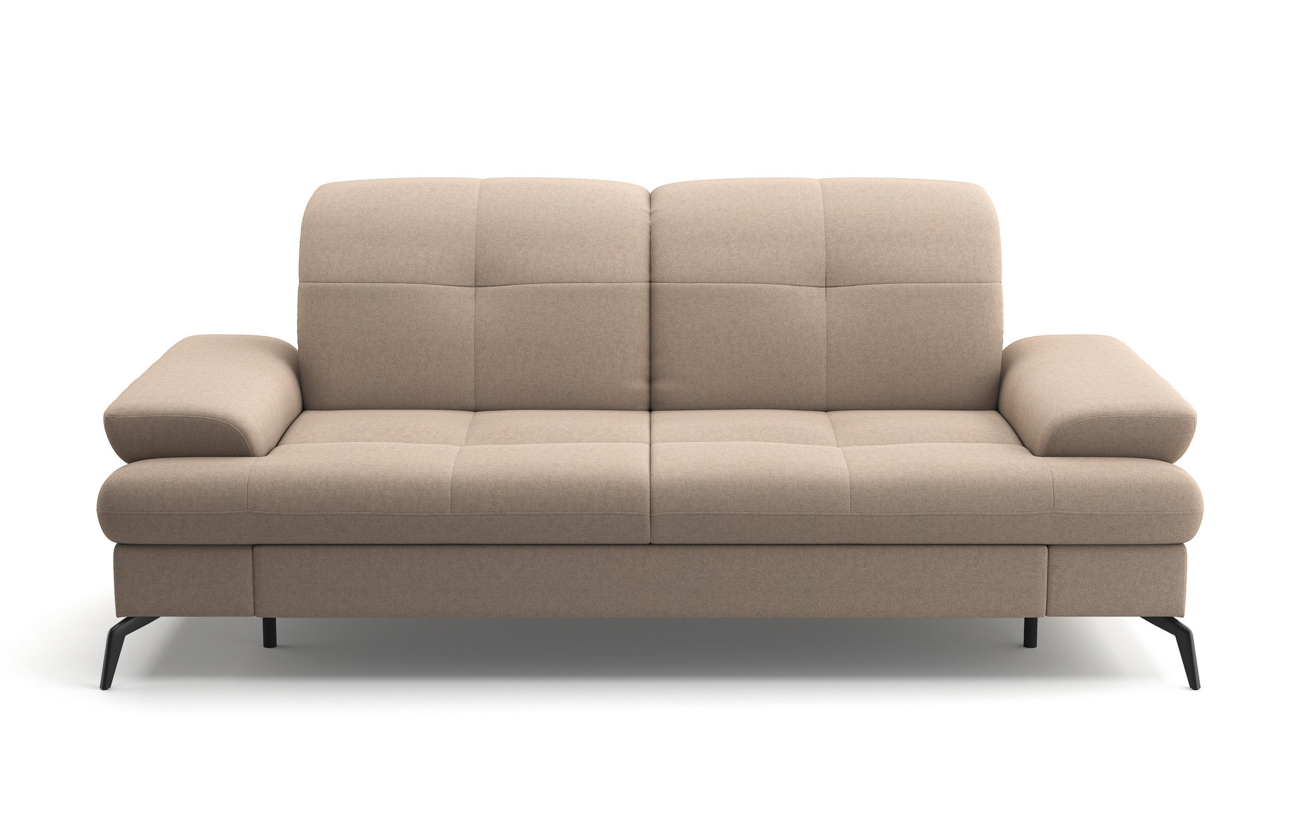 2,5-SITZER in Flachgewebe Taupe  - Taupe/Schwarz, KONVENTIONELL, Textil/Metall (202/90/122cm) - Sit & More