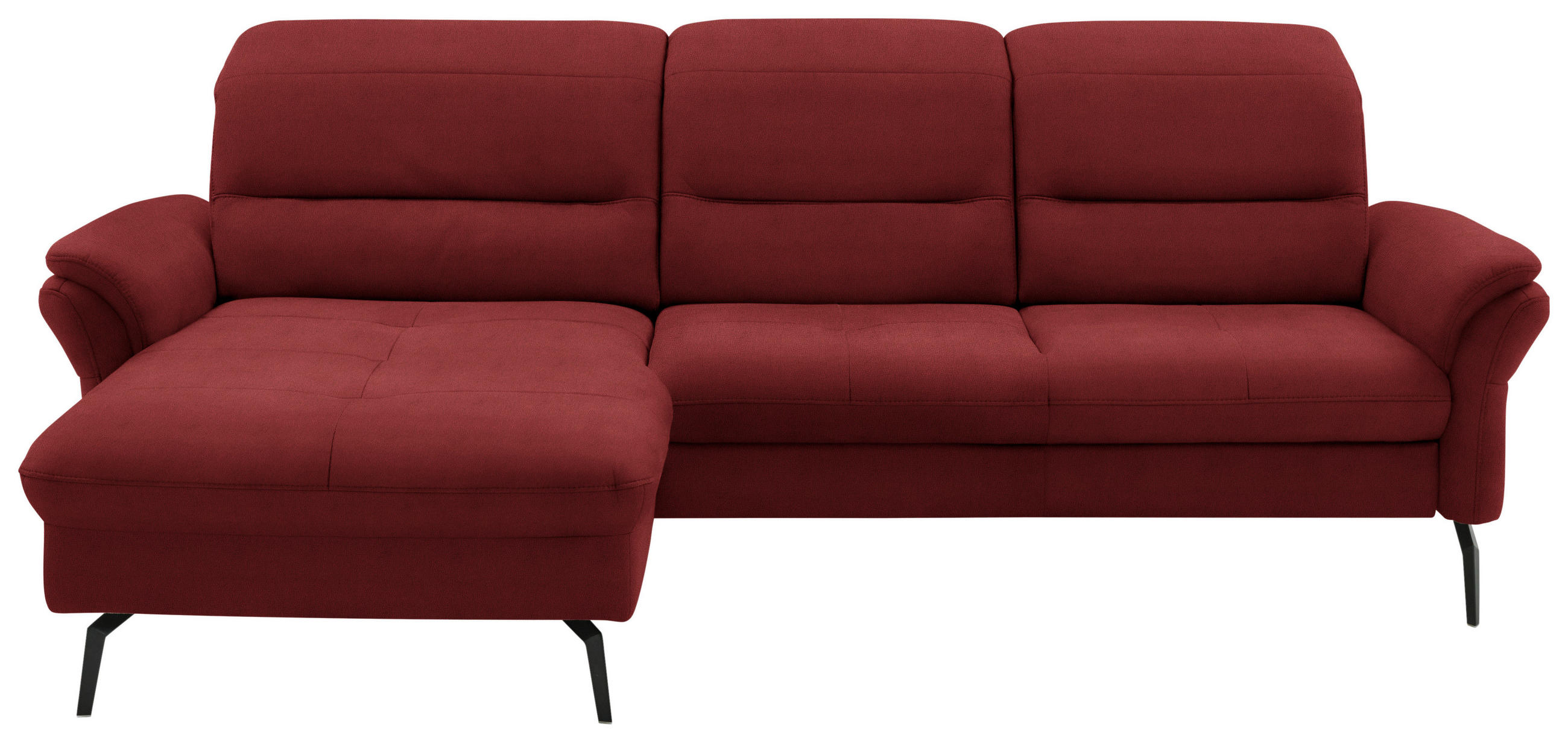 ECKSOFA in Flachgewebe Rot  - Rot/Schwarz, Konventionell, Textil/Metall (181/260cm) - Beldomo Speed
