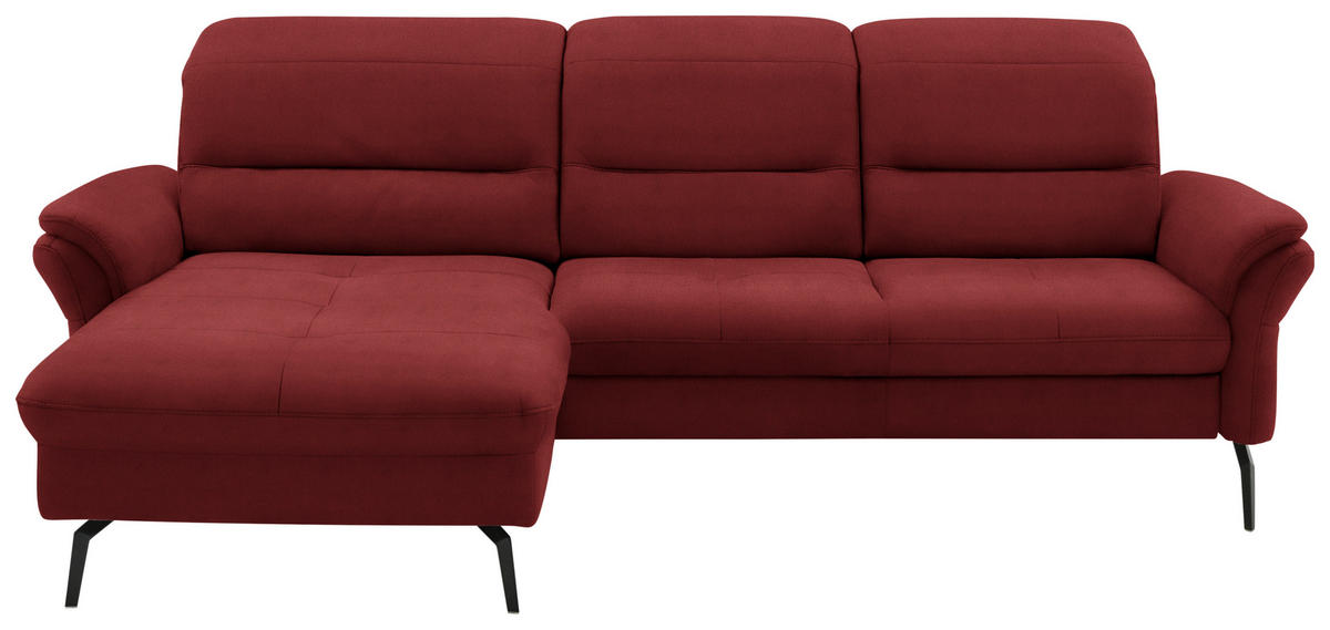 ECKSOFA in Flachgewebe Rot  181/260 cm  - Rot/Schwarz, KONVENTIONELL, Textil/Metall (181/260cm) - Beldomo Speed
