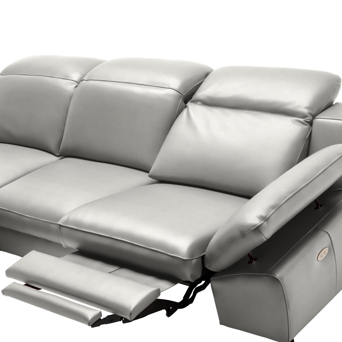 ECKSOFA in Echtleder Grau  183/286 cm  - Schwarz/Grau, Design, Leder/Metall (183/286cm) - Celina Home