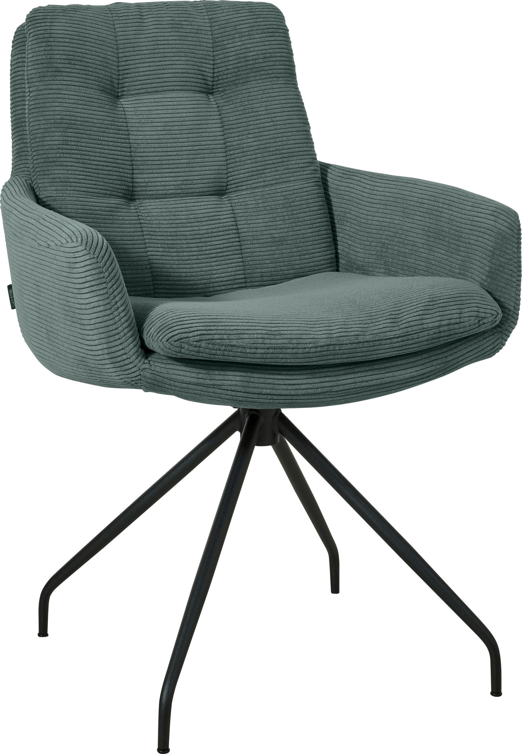 ARMLEHNSTUHL  Stoffauswahl, Typenauswahl, Sitzfläche 360° drehbar, Gestellauswahl Cord  Grün, Schwarz  - Schwarz/Grün, Design, Textil/Metall (63/90/69cm) - Johann Jakob