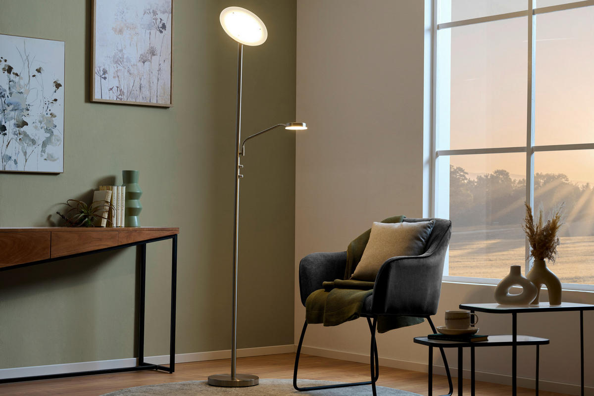 Lampadar Cu Led 26/180 cm    - culoare nichel, Basics, plastic/sticlă (26/180cm) - Novel