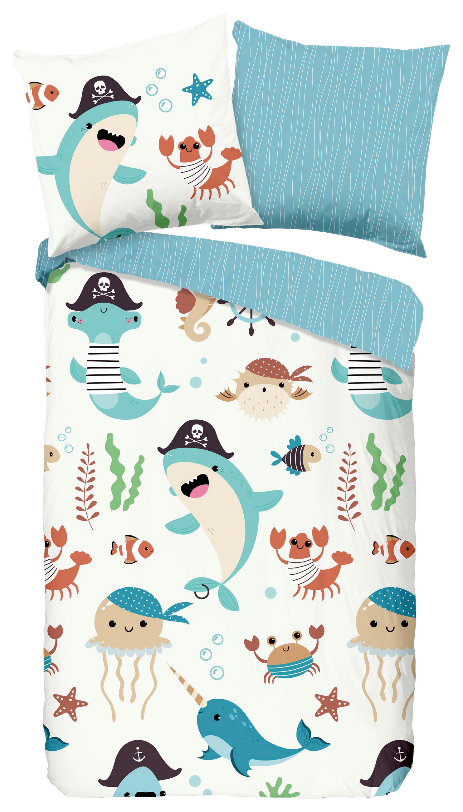 JUGENDBETTWÄSCHE Seaworld Renforcé 135/200 cm  - Multicolor, Design, Textil (135/200cm)